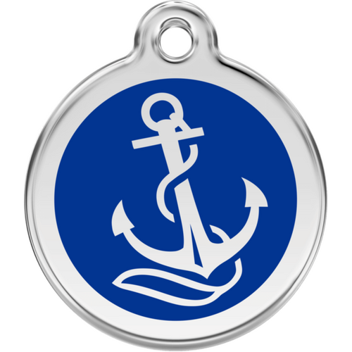 Red Dingo Anchor Dark Blue - Lifetime Guarantee - Cat, Dog, Pet ID Tag Engraved