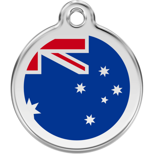 Red Dingo Australian Flag Tag - Lifetime Guarantee - Cat, Dog, Pet ID Tag Engraved