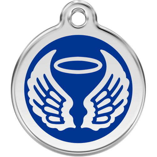 Red Dingo Angel Wings Dark Blue - Lifetime Guarantee - Cat, Dog, Pet ID Tag Engraved