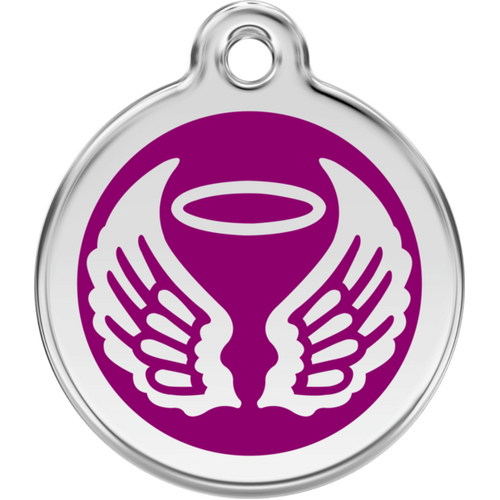 Red Dingo Enamel Angel Wings Tag - Purple - Lifetime Guarantee - Cat, Dog, Pet ID Tag Engraved