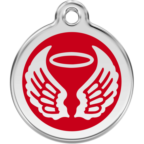 Red Dingo Enamel Angel Wings Tag - Red - Lifetime Guarantee - Cat, Dog, Pet ID Tag Engraved