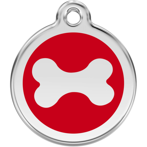 Red Dingo Bone Tag Red - Lifetime Guarantee - Cat, Dog, Pet ID Tag Engraved