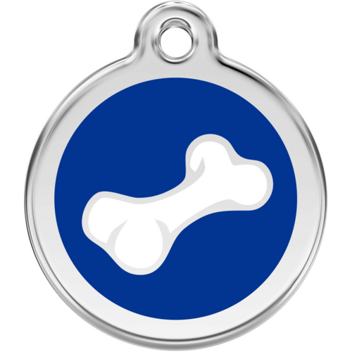 Red Dingo 2D Bone Tag Dark Blue - Lifetime Guarantee - Cat, Dog, Pet ID Tag Engraved