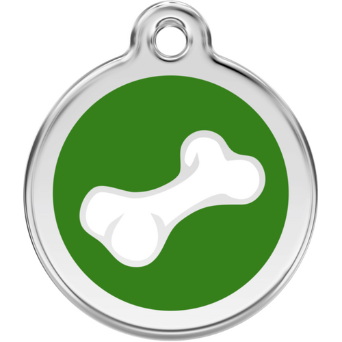 Red Dingo 2D Bone Tag Green - Lifetime Guarantee - Cat, Dog, Pet ID Tag Engraved