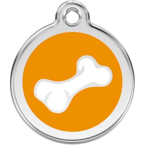 Red Dingo 2D Bone Tag Orange - Lifetime Guarantee - Cat, Dog, Pet ID Tag Engraved