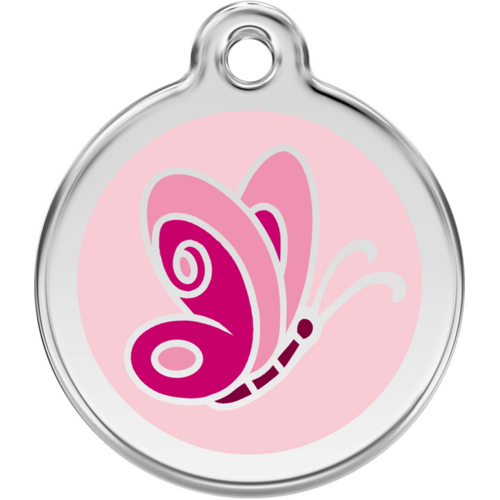 Red Dingo Enamel Butterfly Tag - Light Pink - Lifetime Guarantee - Cat, Dog, Pet ID Tag Engraved