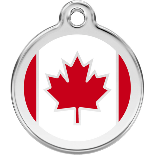 Red Dingo Canadian Flag Tag - Lifetime Guarantee - Cat, Dog, Pet ID Tag Engraved