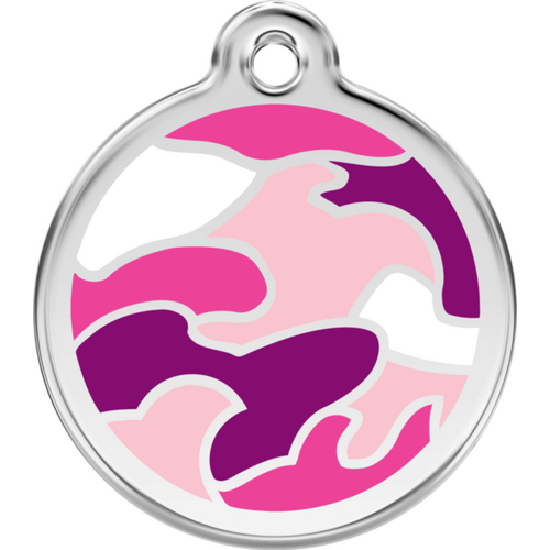 Red Dingo Enamel Camouflage Pink - Lifetime Guarantee - Cat, Dog, Pet ID Tag Engraved