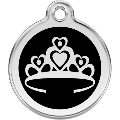 Red Dingo Enamel Crown Tag Black - Lifetime Guarantee - Cat, Dog, Pet ID Tag Engraved