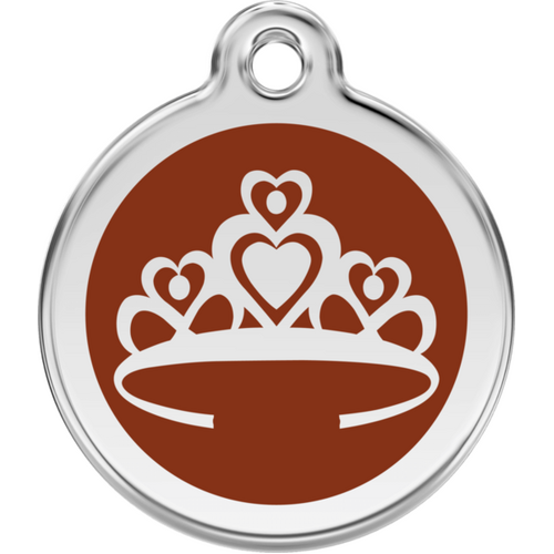 Red Dingo Enamel Crown Tag Brown - Lifetime Guarantee - Cat, Dog, Pet ID Tag Engraved