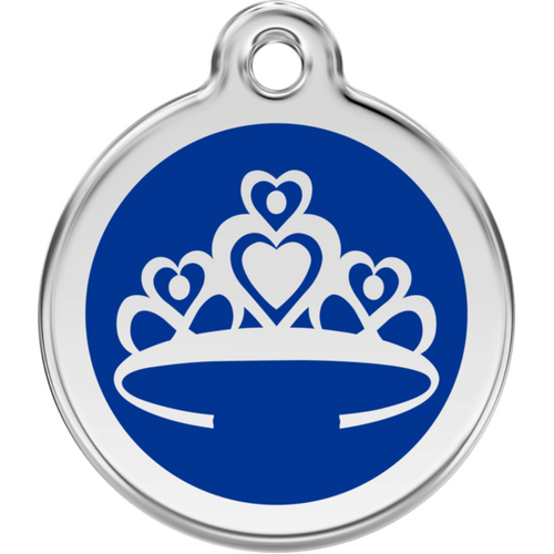 Red Dingo Enamel Crown Tag Dark Blue - Lifetime Guarantee - Cat, Dog, Pet ID Tag Engraved