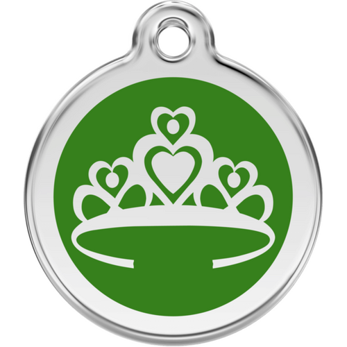 Red Dingo Enamel Crown Tag Green - Lifetime Guarantee - Cat, Dog, Pet ID Tag Engraved