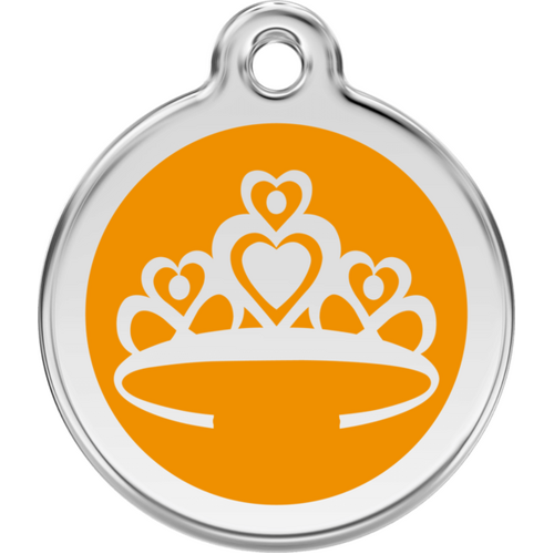 Red Dingo Enamel Crown Tag Orange - Lifetime Guarantee - Cat, Dog, Pet ID Tag Engraved