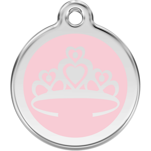 Red Dingo Enamel Crown Tag Pink - Lifetime Guarantee - Cat, Dog, Pet ID Tag Engraved