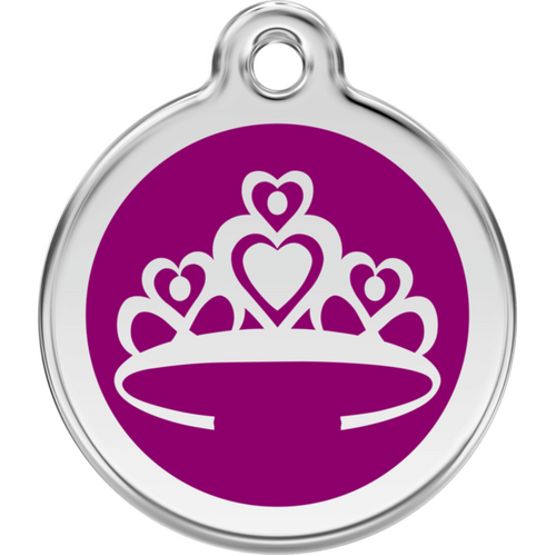 Red Dingo Enamel Crown Tag Purple - Lifetime Guarantee - Cat, Dog, Pet ID Tag Engraved