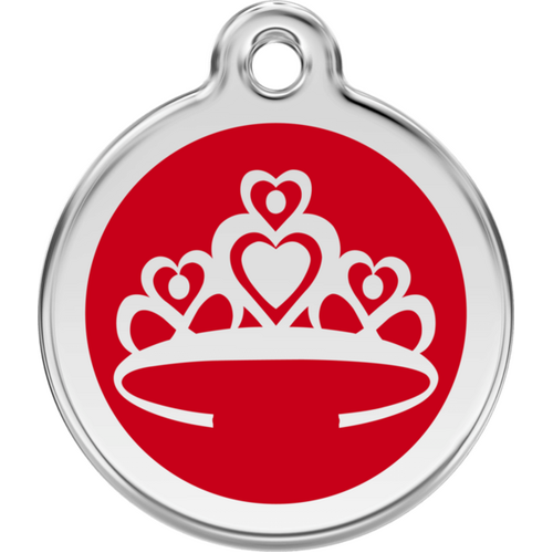 Red Dingo Enamel Crown Tag Red - Lifetime Guarantee - Cat, Dog, Pet ID Tag Engraved