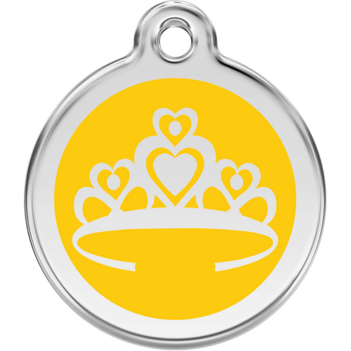 Red Dingo Enamel Crown Tag Yellow - Lifetime Guarantee - Cat, Dog, Pet ID Tag Engraved