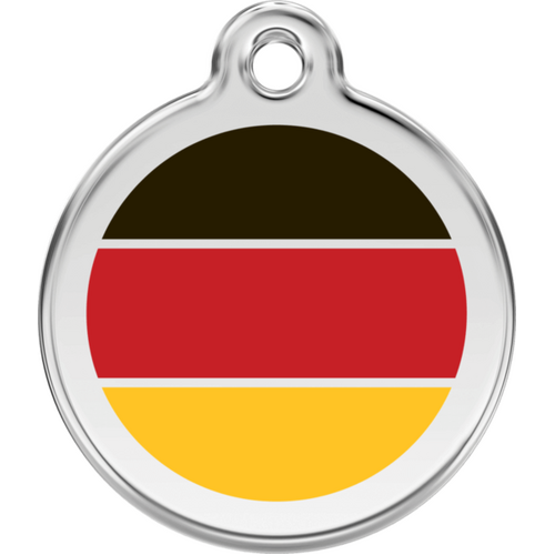 Red Dingo German Flag Tag - Lifetime Guarantee - Cat, Dog, Pet ID Tag Engraved