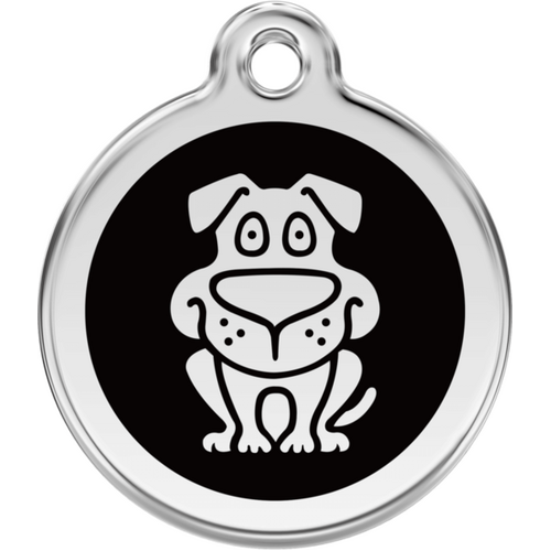 Red Dingo Enamel Dog Tag - Black - Lifetime Guarantee - Cat, Dog, Pet ID Tag Engraved