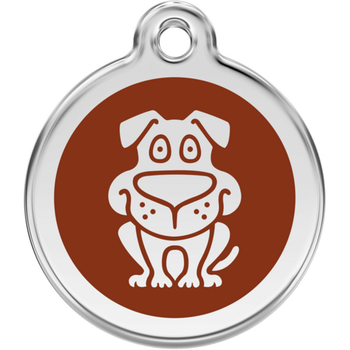 Red Dingo Enamel Dog Tag - Brown - Lifetime Guarantee - Cat, Dog, Pet ID Tag Engraved