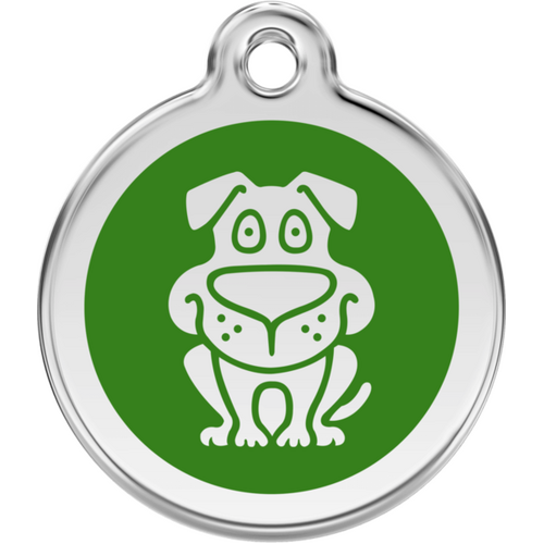 Red Dingo Enamel Dog Tag - Green - Lifetime Guarantee - Cat, Dog, Pet ID Tag Engraved