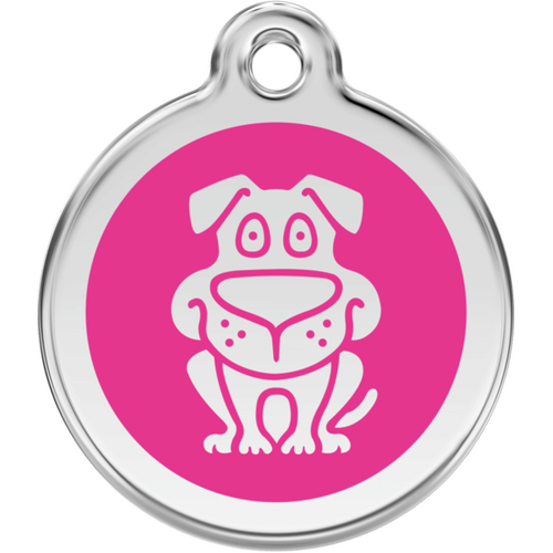 Red Dingo Enamel Dog Tag - Hot Pink - Lifetime Guarantee - Cat, Dog, Pet ID Tag Engraved