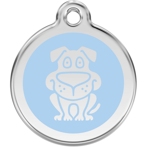 Red Dingo Enamel Dog Tag - Light Blue - Lifetime Guarantee - Cat, Dog, Pet ID Tag Engraved