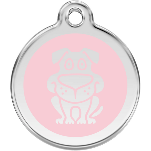 Red Dingo Enamel Dog Tag - Light Pink - Lifetime Guarantee - Cat, Dog, Pet ID Tag Engraved