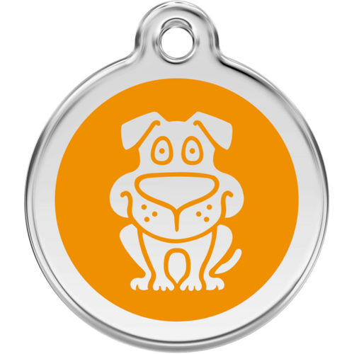 Red Dingo Enamel Dog Tag - Orange - Lifetime Guarantee - Cat, Dog, Pet ID Tag Engraved