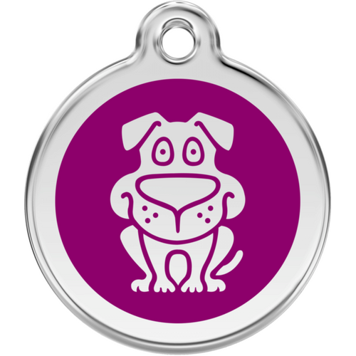 Red Dingo Enamel Dog Tag - Purple - Lifetime Guarantee - Cat, Dog, Pet ID Tag Engraved