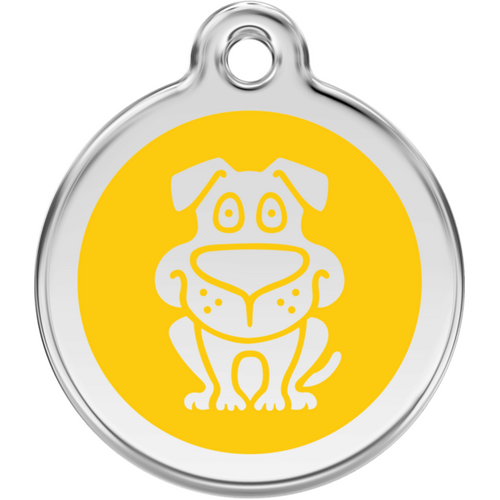 Red Dingo Enamel Dog Tag - Yellow - Lifetime Guarantee - Cat, Dog, Pet ID Tag Engraved