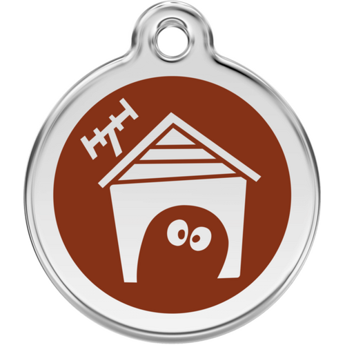 Red Dingo Enamel Dog House Tag - Brown - Lifetime Guarantee - Cat, Dog, Pet ID Tag Engraved