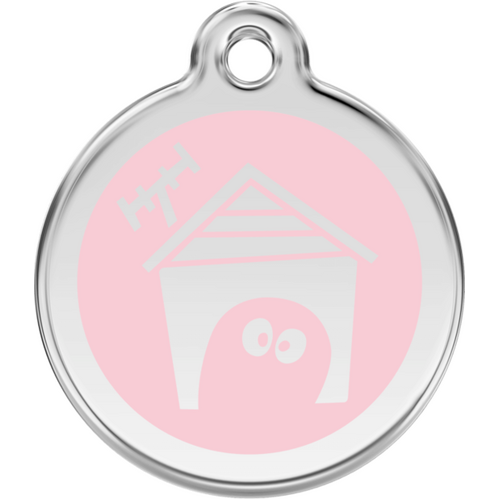 Red Dingo Dog Enamel House Tag - Light Pink - Lifetime Guarantee - Cat, Dog, Pet ID Tag Engraved