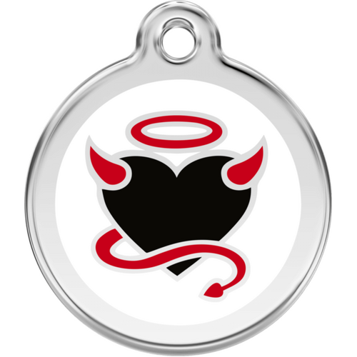 Red Dingo Enamel Devil White - Lifetime Guarantee - Cat, Dog, Pet ID Tag Engraved