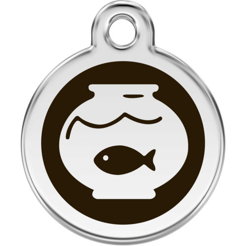 Red Dingo Enamel Fish Bowl Tag - Black - Lifetime Guarantee - Cat, Dog, Pet ID Tag Engraved