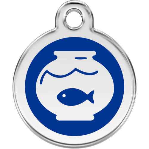 Red Dingo Enamel Fish Bowl Tag - Dark Blue - Lifetime Guarantee - Cat, Dog, Pet ID Tag Engraved