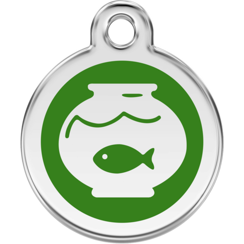 Red Dingo Enamel Fish Bowl Tag - Green - Lifetime Guarantee - Cat, Dog, Pet ID Tag Engraved