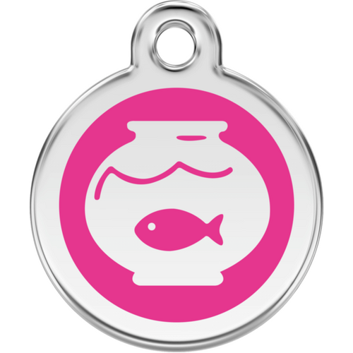 Red Dingo Enamel Fish Bowl Tag - Hot Pink - Lifetime Guarantee - Cat, Dog, Pet ID Tag Engraved