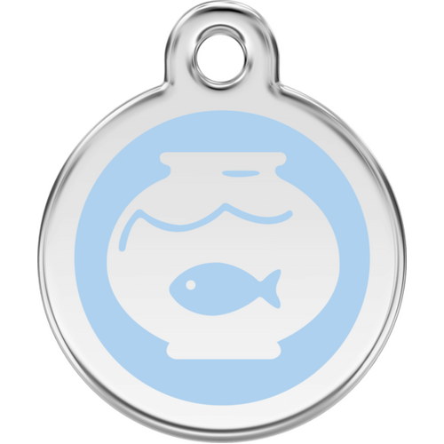 Red Dingo Enamel Fish Bowl Tag - Light Blue - Lifetime Guarantee - Cat, Dog, Pet ID Tag Engraved