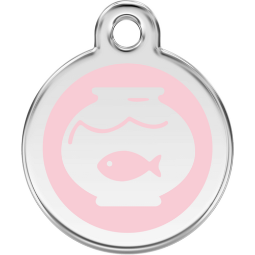 Red Dingo Enamel Fish Bowl Tag - Light Pink - Lifetime Guarantee - Cat, Dog, Pet ID Tag Engraved