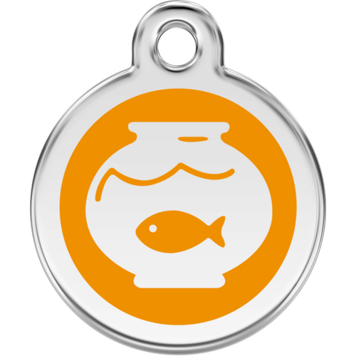 Red Dingo Enamel Fish Bowl Tag - Orange - Lifetime Guarantee - Cat, Dog, Pet ID Tag Engraved