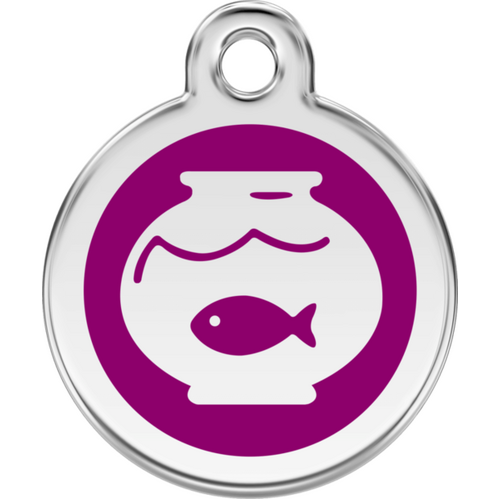 Red Dingo Enamel Fish Bowl Tag - Purple - Lifetime Guarantee - Cat, Dog, Pet ID Tag Engraved