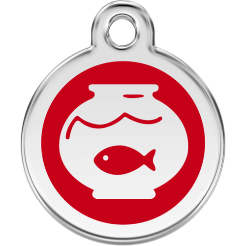 Red Dingo Enamel Fish Bowl Tag - Red - Lifetime Guarantee - Cat, Dog, Pet ID Tag Engraved