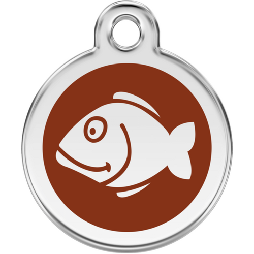 Red Dingo Enamel Fish Tag - Brown - Lifetime Guarantee - Small