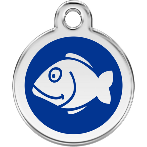 Red Dingo Enamel Fish Tag - Dark Blue - Lifetime Guarantee - Small