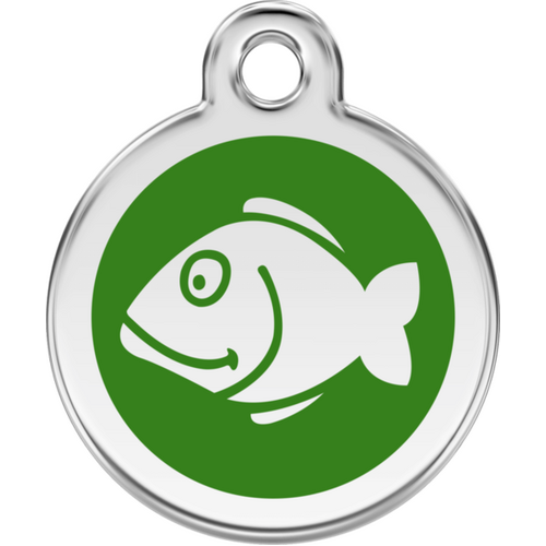 Red Dingo Enamel Fish Tag - Green - Lifetime Guarantee - Small