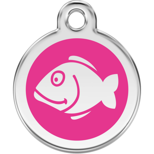 Red Dingo Enamel Fish Tag - Hot Pink - Lifetime Guarantee - Small