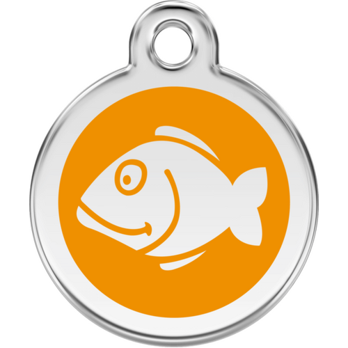 Red Dingo Enamel Fish Tag - Orange - Lifetime Guarantee - Small