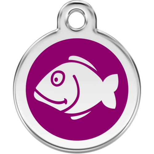 Red Dingo Enamel Fish Tag - Purple - Lifetime Guarantee - Small