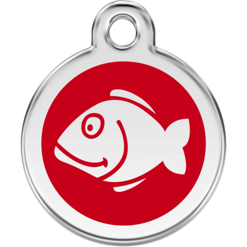 Red Dingo Enamel Fish Tag - Red - Lifetime Guarantee - Small